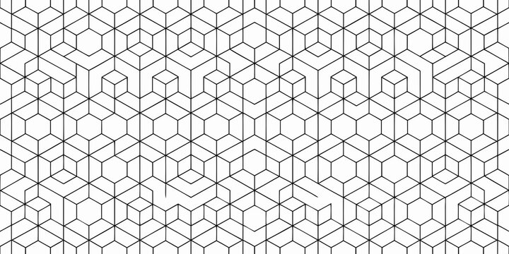 Isometric cube pattern a black and white line art design