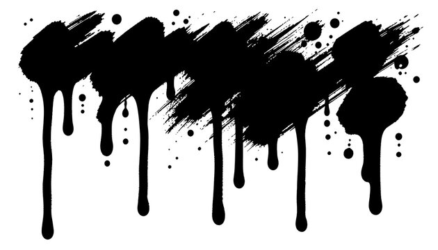 Abstract black ink splatters and brush strokes collection design