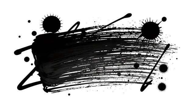 Abstract black ink splatters and brush strokes collection design