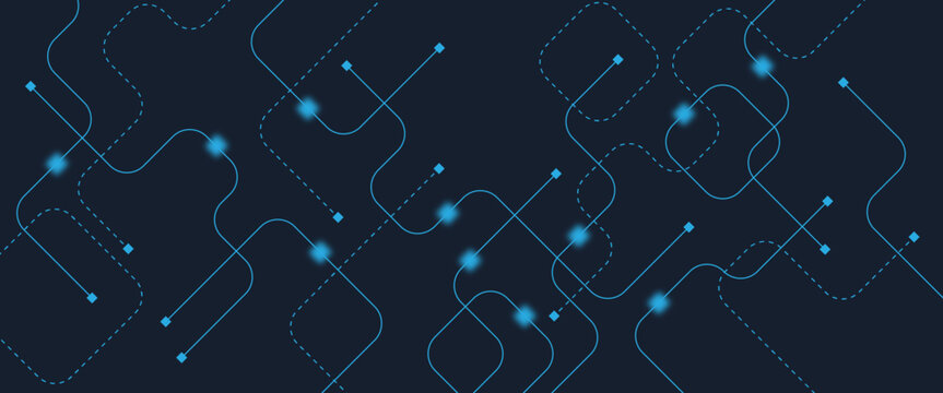Abstract digital AI circuit board background with tech icons. Digital technology motherboard texture design. Engineering circuit board concept for poster, header, banner, website, presentation