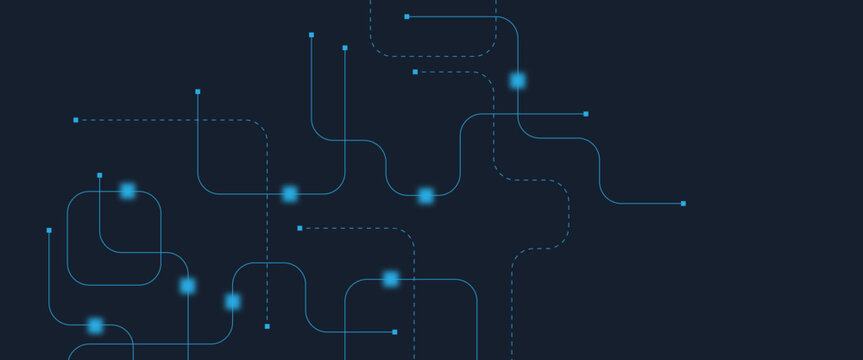 Abstract digital AI circuit board background with tech icons. Digital technology motherboard texture design. Engineering circuit board concept for poster, header, banner, website, presentation