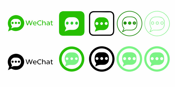 Wechat Logo Variants In Green And Black Flat Icon Collection