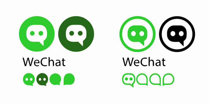 Wechat Logo Variations In Green And Black Flat Icon Design
