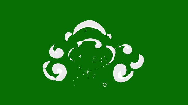 2d cartoon flash fx smoke line explosion, smoke line blast with sparkling light trail, glitter spark effect on green screen background. 2D hand-drawn flash FX animation and smoke burst animation. 4k