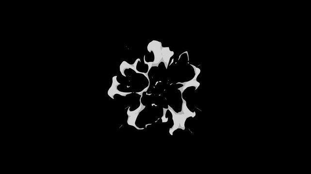 Cartoon explosion and flash FX smoke blast with sparkling light trail, glitter spark effect on black screen background. 2D hand-drawn flash FX animation and smoke burst animation. 4k video