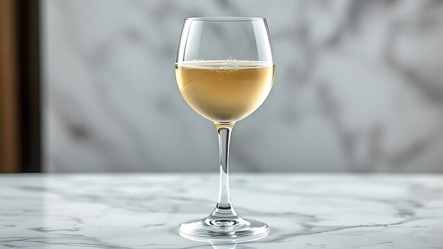 stemware. An elegant wine glass with condensation, placed on a luxurious marble surface. bar promotions, beverage menus, designed for product packaging and bar promotions, elevates brand perception.