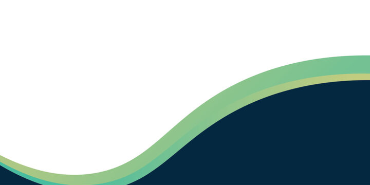 Abstract navy blue and green wave geometric background with layered wavy shapes.