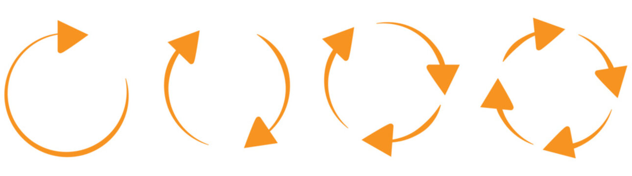 Circle arrow icon set with refresh reload symbols, recycle signs, and repeat round arrow vector illustration.

