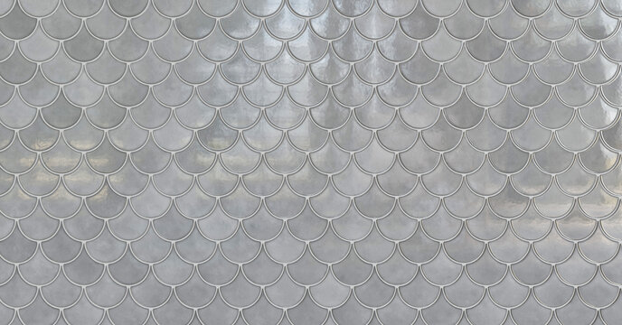 White ceramic fish scale tile texture background, seamless pattern