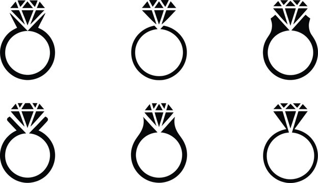 Black diamond ring icon set art graphic design sign logo