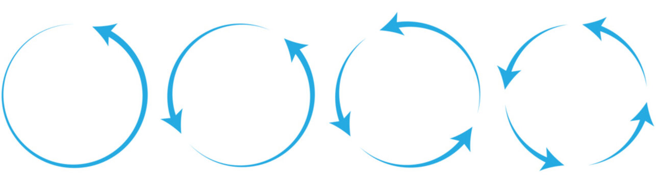 Circle arrows. Circular process, rotate infographic element. Round step loop, sync loading arrow symbol. Rotation option editable stroke vector recycle refresh signs symbol See Less

