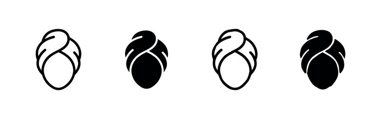 Naklejka premium Towel wrapped around head after bath or shower icon set