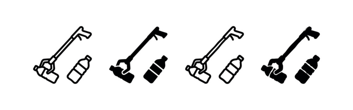 Trash Grabber and Bottle Icon Set