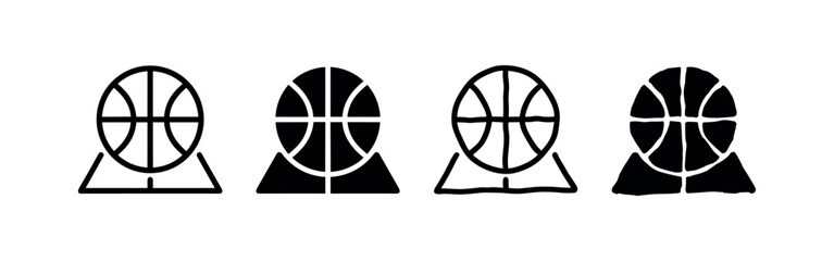 Collection of different styles of basketballs on stands © liubomir118809