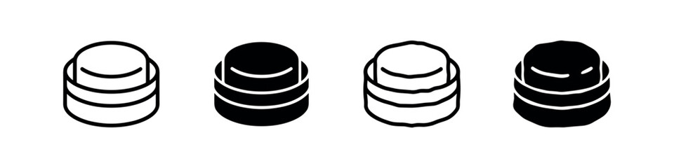 Fototapeta premium Stack of round tokens or coins icon set, ideal for finance, gaming, currency, and business concepts.