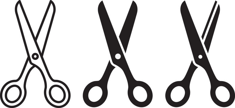 Three pairs of scissors in different sizes and styles