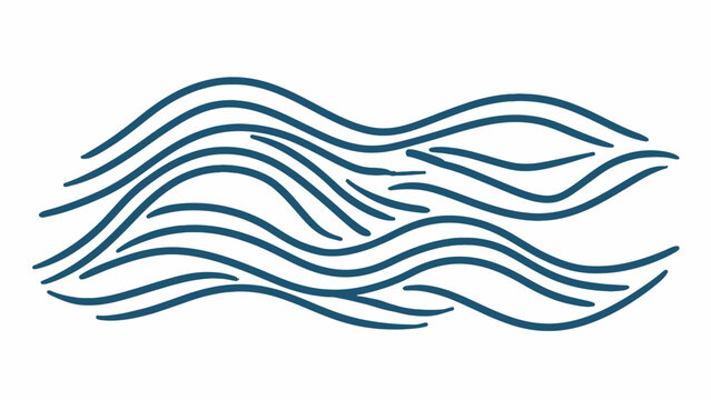 Premium blue line art icon depicting a flowing river current with wavy water ripples