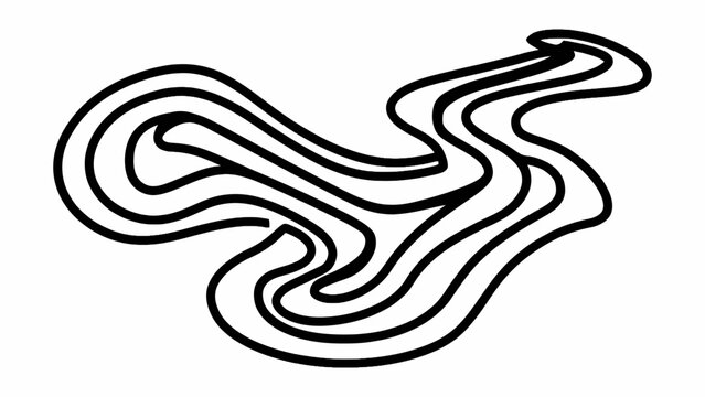 Premium line art icon of flowing river current and water stream wave