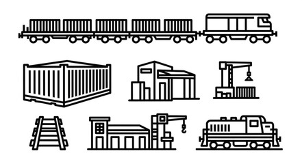Industrial transportation and logistics icons set. © Mbah