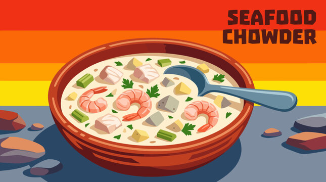 seafood chowder soup cuisine food recipe culinary homemade traditional delicious meal bowl ingredients comfort dining shrimp fish creamy texture coastal flavor