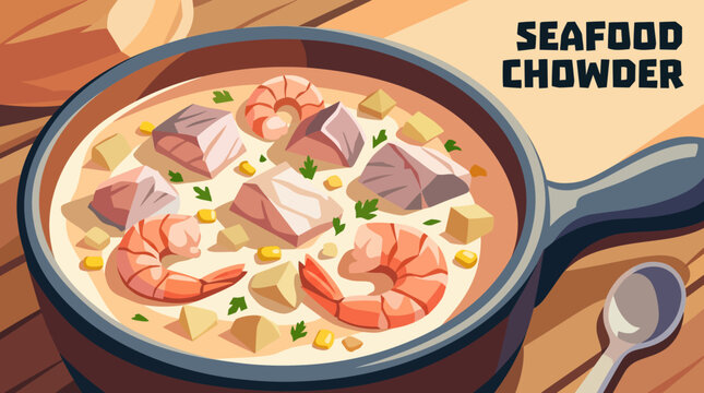 seafood chowder soup cuisine food recipe culinary homemade traditional delicious meal bowl ingredients comfort dining shrimp fish creamy texture coastal flavor