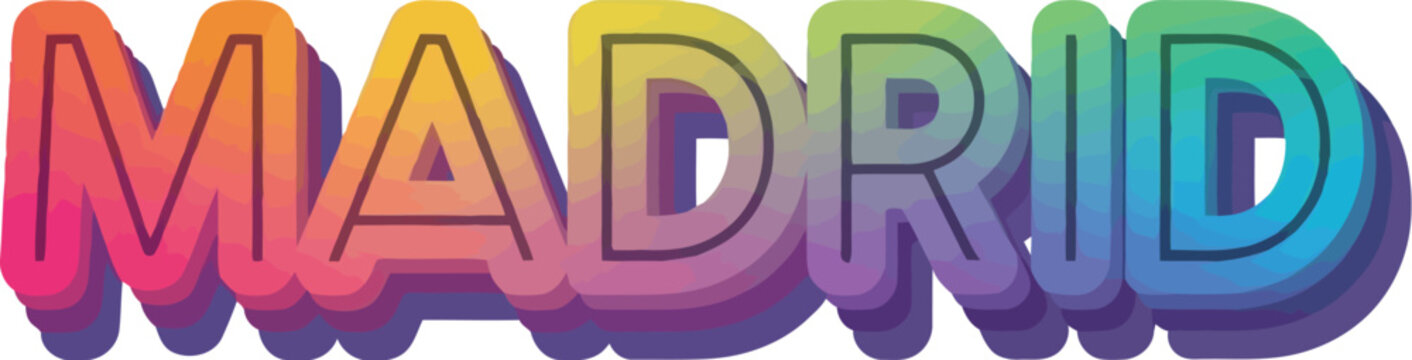 Colorful madrid text sign with a bold and modern design style