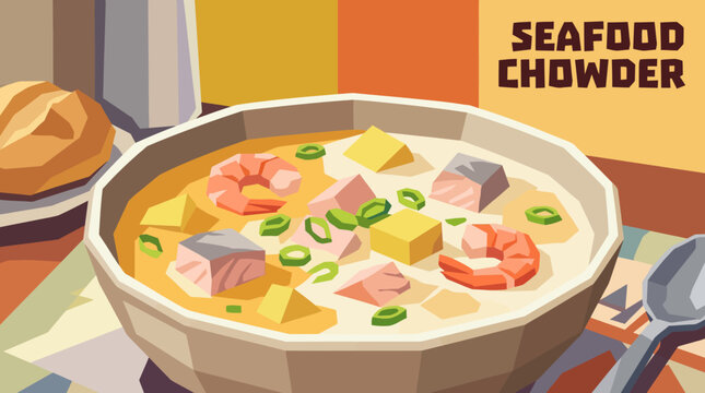 seafood chowder soup cuisine food recipe culinary homemade traditional delicious meal bowl ingredients comfort dining shrimp fish creamy texture coastal flavor