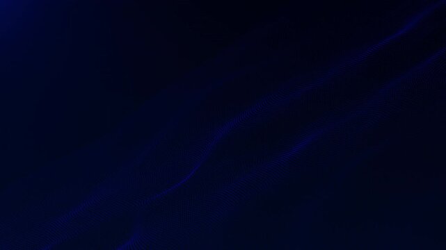 Dark blue digital particle terrain with deep wave grid and subtle dotted structure, abstract technology background for data flow, network visuals, and interfaces.