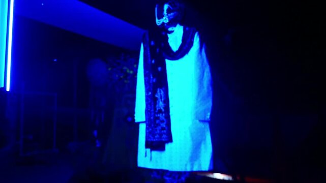 Traditional Indian Groom Wedding Attire with Sherwani, Turban and Mojari Display Before Marriage Ceremony