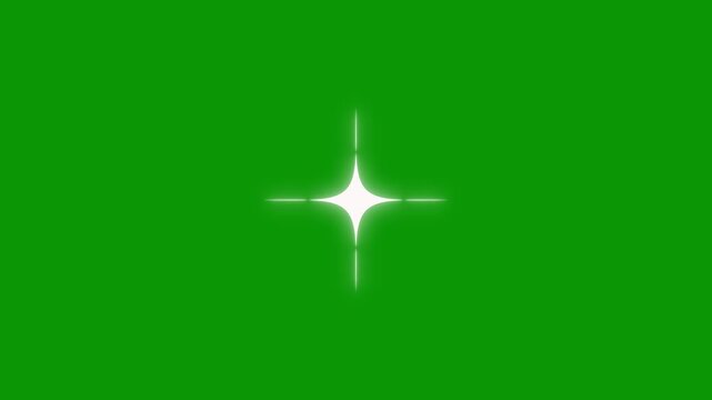 Twinkle star glitter sparkle, white cartoon blinking stars, flat vector doodle sparkle, glowing light trails, 2D shining twinkle effect on green screen background, random shimmering light