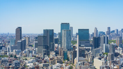 Fototapeta premium Shibuya skyline and Tokyo cityscape with blue sky