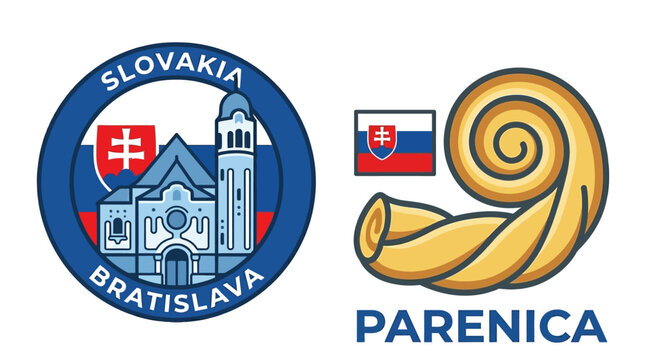 Vector Slovakia Logo - Blue Church and National Flag Illustration