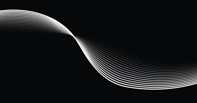 White abstract particle wave flow on black background with particle abstract technology movement