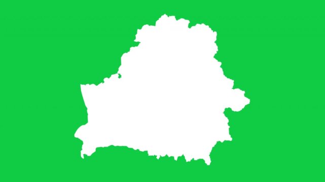 Belarus map pop animation with green background