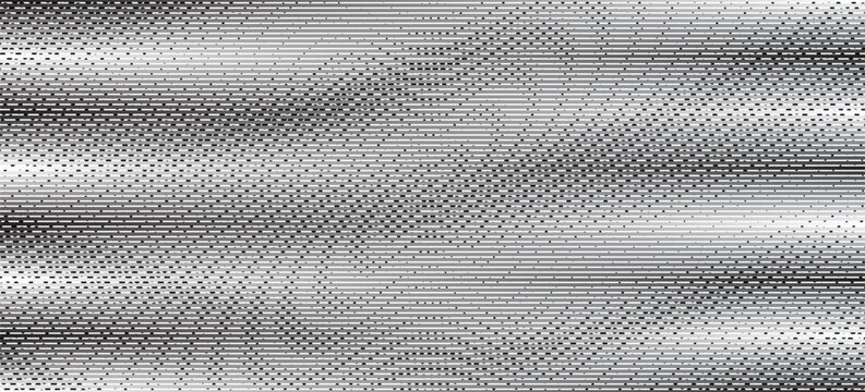 Black and white striped halftone gradient. Fading line gradation background. Repeating strip pattern backdrop. Parallel lines wallpaper for overlay, print, cover. Vector Doppler effect concept