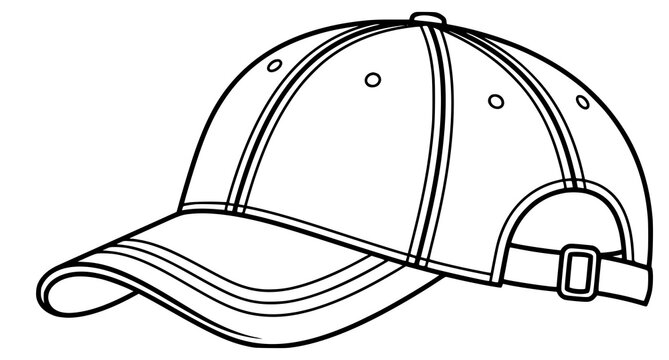 Baseball Cap Outline Icon Vector Illustration