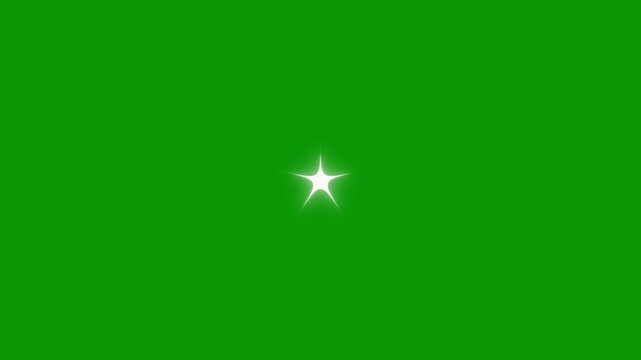 Festive Holiday Event Star Twinkling Animation 4K Retro Doodle Cartoon Vector Style Shiny Twinkle Lights Glowing Burst Starlight and Blinking Sparkle Effect on green Background