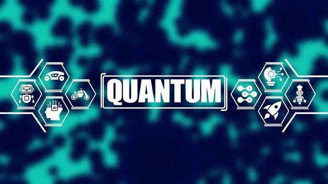 Quantum computing technology concept with futuristic hexagonal and digital network background, for advanced science, and innovation presentations