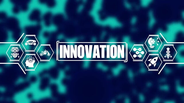 Innovation concept motion with futuristic technology and digital network background, for corporate business, presentations and tech marketing