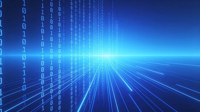Abstract digital binary code and light beams