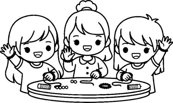 Three happy children playing a tabletop board game together.