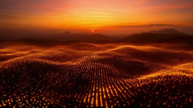 Multilayer warm glowing specks floating outward with subtle separation and dreamy cosmic motion