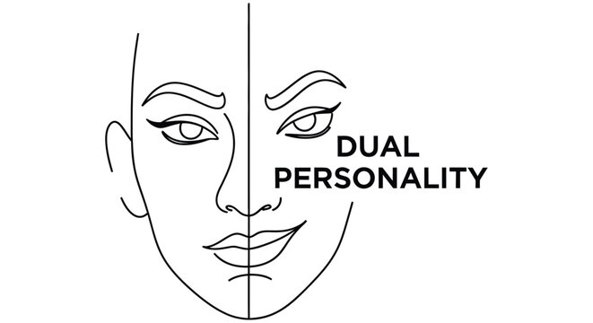 Split face illustration representing duality and contrasting personalities
