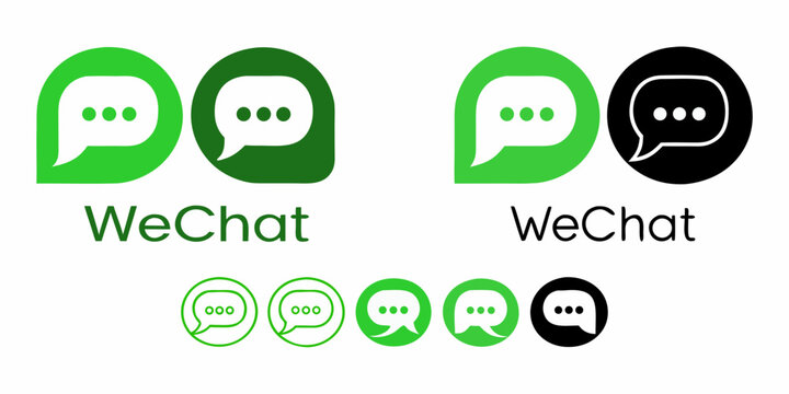 Wechat Logo Variants Flat Icons With Speech Bubble Shapes