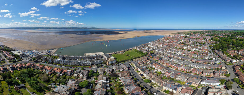 Panoramic aerial view of West Kirby, Wirral, England