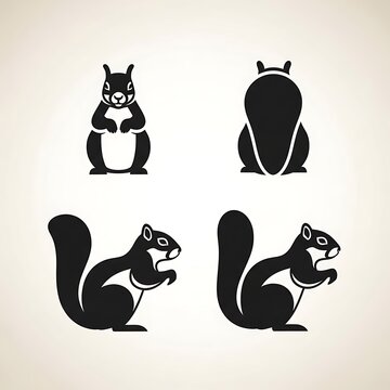 Black and white silhouettes of cats in various poses.