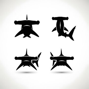 Black and white flying bird silhouettes set.