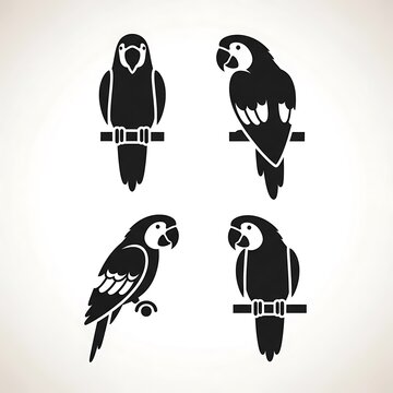 Black and white vector illustration of four cats.