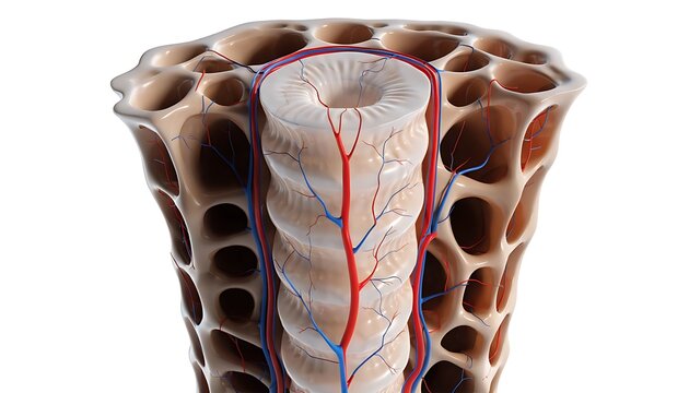 Ultra-Realistic 3D Medical Cross-Section Diagram of Trabecular Bone Structure