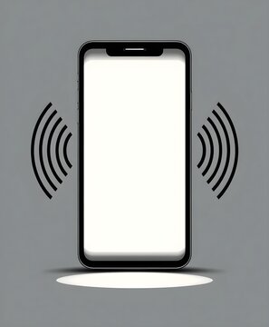 adobe stock vector of a smartphone with signal waves on gray background